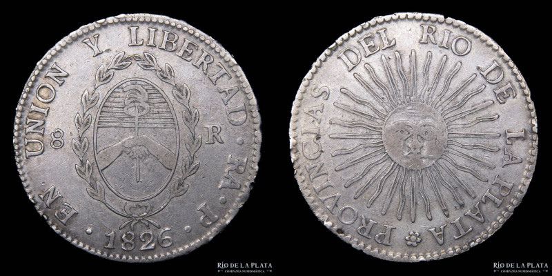 Argentina. La Rioja. 8 Reales 1826 P (Manuel Piñeyro). AG.750, 38.5mm; 26.96g. C...