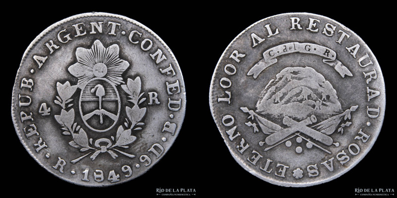 Argentina. La Rioja. 4 Reales 1849 B (José Barros). AG.750; 32.5mm; 13.30g. CJ 6...