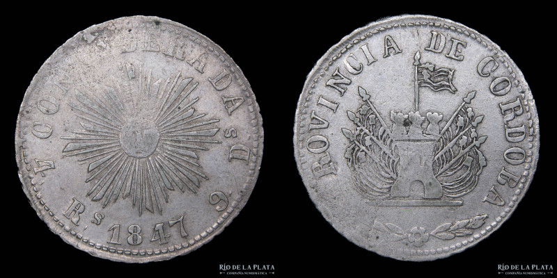Argentina. Córdoba. 4 Reales 1847. AG.750;. 31.5mm; 12.9g. CJ 54.1.3 (A2-R3), (V...