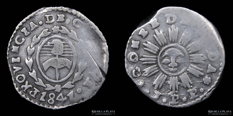 Argentina. Córdoba. 1 Real 1841 JPP. AG.750;. 19mm; 2.61g. CJ 35.1.25 (A10-R3), ...