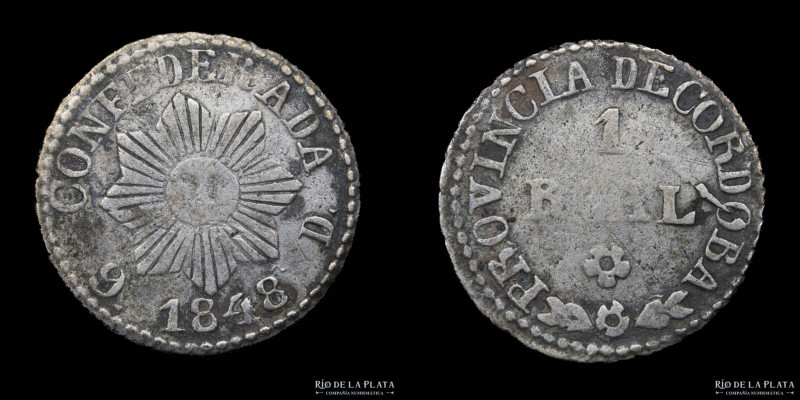 Argentina. Córdoba. 1 Real 1848. AG.750; 18.5mm; 2.6g. CJ 56.2.2 (A7-R5) (VF)
E...