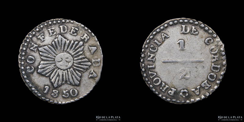 Argentina. Córdoba. 1/2 de Real 1850. AG.750; 15mm; 1.25. CJ 60 (VF+)
Estimate:...