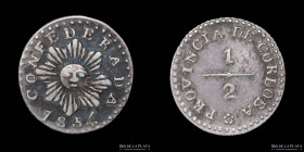 Argentina. Cordoba. 1/2 Real 1854. CJ 70