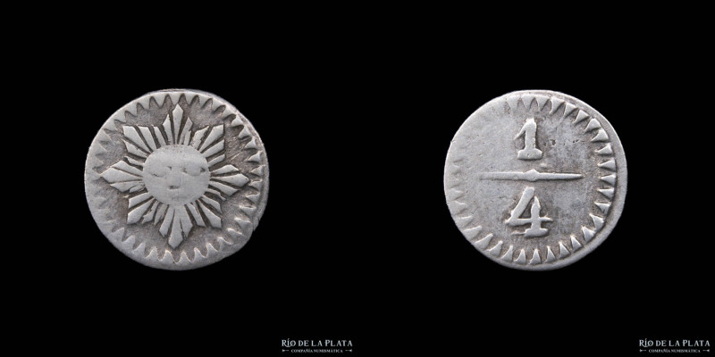 Argentina. Córdoba. 1/4 Real 1853/4. AG.750, 11mm; 0.65g. CJ 68.1.1 (A1-R1) (VF)...