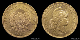Argentina. 5 Pesos 1888 Argentino de oro. CJ 8.1