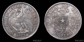 Chile. 1 Peso 1877. KM142.1