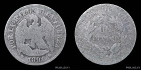 Chile. 1 Decimo 1891. 2g. KM136.3a