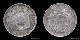 Chile. 1/2 Decimo 1866. KM137.1