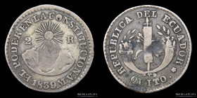 Ecuador. 2 Reales 1839 MV. Quito. KM18