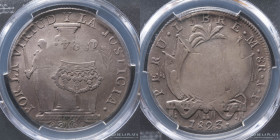 Peru. 8 Reales 1823 JP. Resello Realista 1824. KM130