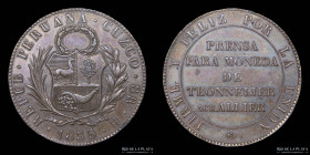 Peru. 8 Reales 1835 B. Ensayo. Cobre. B7a