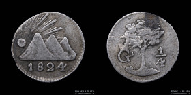 Rep. de Centro America. 1/4 Real 1824 G. KM1