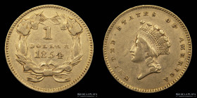 USA. 1 Dollar 1854. Large Indian Head. KM86