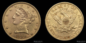 USA. 5 Dollars 1900. Coronet Head. KM101