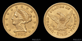 USA. 2.5 Dollars 1906. Coronet Head. KM72
