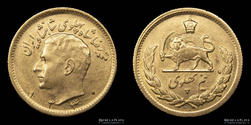 Irán. Mohammad Reza (1941-1979) 1/2 Pahlavi 1951 (AH1330). Tehran mint. Oro AU.9...