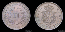 Mozambique. Maria II. 2 Reis 1853. KM25