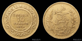 Tunez. 10 Francs 1891A. KM226