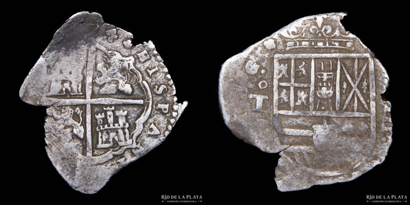 España. Felipe II. 4 Reales 1598-1621 T. Toledo Mint. Ag; 33.0mm; 13.8g. KM33 (V...