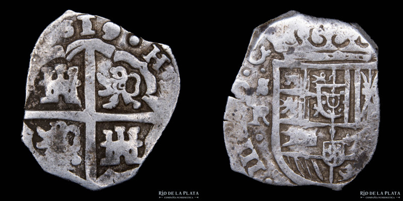 España. Felipe III. 1 real R 1619. Sevilla Mint. Ag; 23.0mm; 6.7g. Cal. 498
Est...