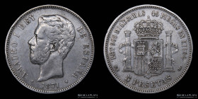 España. Amadeo I. 5 Pesetas 1871 (73). KM666