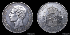 España. Alfonso XII. 5 Pesetas 1878 (78). KM676