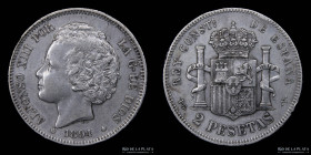 España. Alfonso XIII. 2 Pesetas 1894. KM704