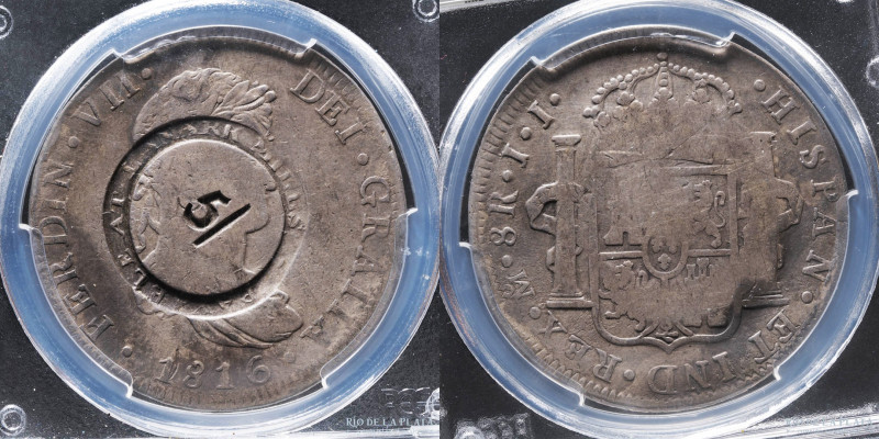 Scotland. Lanarkshire - New Lanark. Lanark Mills Countermarked 5 Shillings Token...