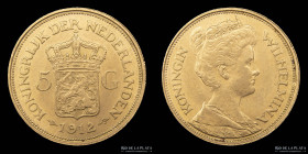 Paises Bajos. 5 Gulden 1912. KM151