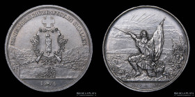 Suiza. 5 Francs 1884. Festival de Tiro de Saint Gallen. XS12