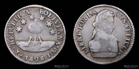 Bolivia. 1/2 Sol 1828/7 JM. Bolivar. KM93