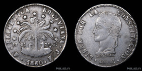 Bolivia. 8 Soles 1860 FJ. KM138.6