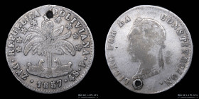 Bolivia. 4 Soles 1857 P. La Paz Mint. KM130