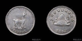 Bolivia. 1/4 Sol 1852. Llama grande. KM111