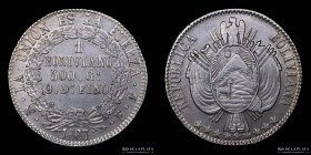 Bolivia. 1 Boliviano 1867 FP. KM152.2