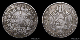 Bolivia. 1 Boliviano 1868 FE. KM152.2