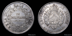 Bolivia. 1 Boliviano 1870 ER. Fecha grande. KM155.2