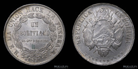 Bolivia. 1 Boliviano 1871 ER. 11 estrellas. KM155.3