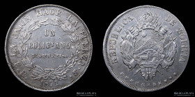 Bolivia. 1 Boliviano 1871. FP. Error. KM155.5