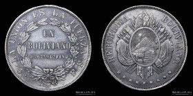 Bolivia. 1 Boliviano 1873 FE. KM160.1