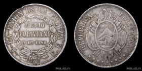 Bolivia. 50 Centavos 1879 FE . KM161.3