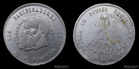 Bolivia. 1/2 Melgarejo 1865. Barbas Largas. KM145