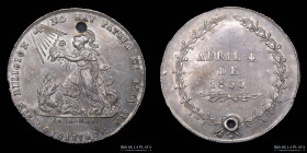 Bolivia. 1855. 2 Soles. Medalla Monetaria. Sin Religion no hay Patria