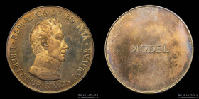 Bolivia. Ensayo. 10 Bolivianos. Busto de Bolivar. Bronce