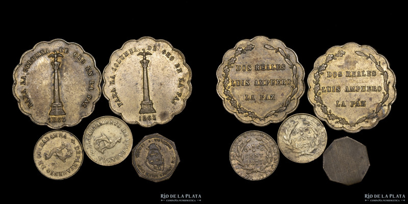 Bolivia. Fichas. Lote x5. 1863 a 1877. Incluye ficha sin fecha del Cnel. Andres....
