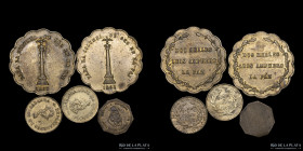 Bolivia. Fichas. Lote x5. 1863 a 1877 . A estudiar