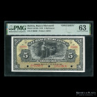 Bolivia. Banco Mercantil. Specimen 5 Bolivianos 1911. Pick S173s1