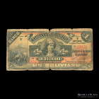 Bolivia. Banco Nacional. 1 Boliviano 1892 Y capicua. Pick S211a