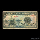 Bolivia. Banco Central. 5 Bolivianos ND1929 Q. Resello. Pick 113