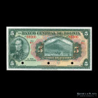 Bolivia. Banco Central. Specimen 5 Bolivianos 1928. Pick 120s